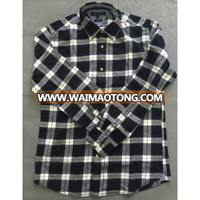 European style men shirt wholesale plaid flannel shirt navy black chambray shirt